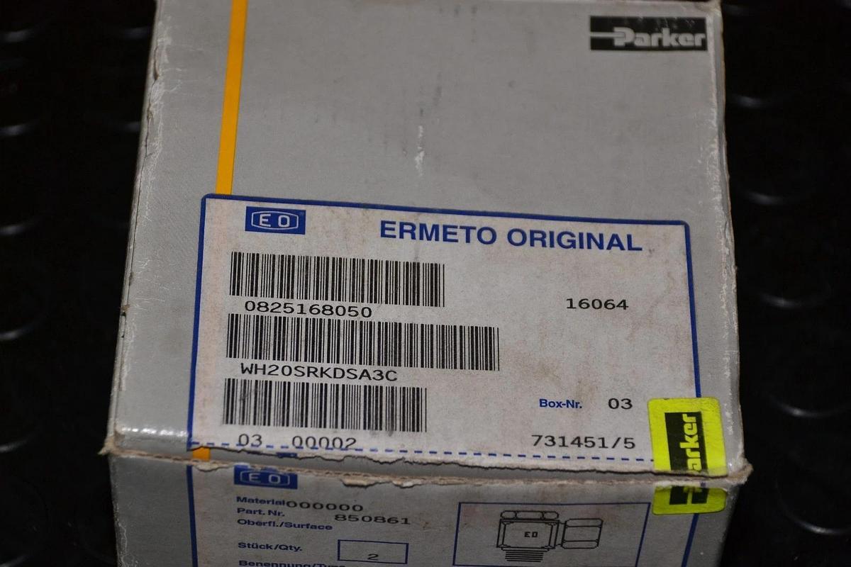 Parker EO Tube Fitting 850861 WH20SRKDSA3C 0825168050 Mtl: 000000 (Box 2 - NEW)