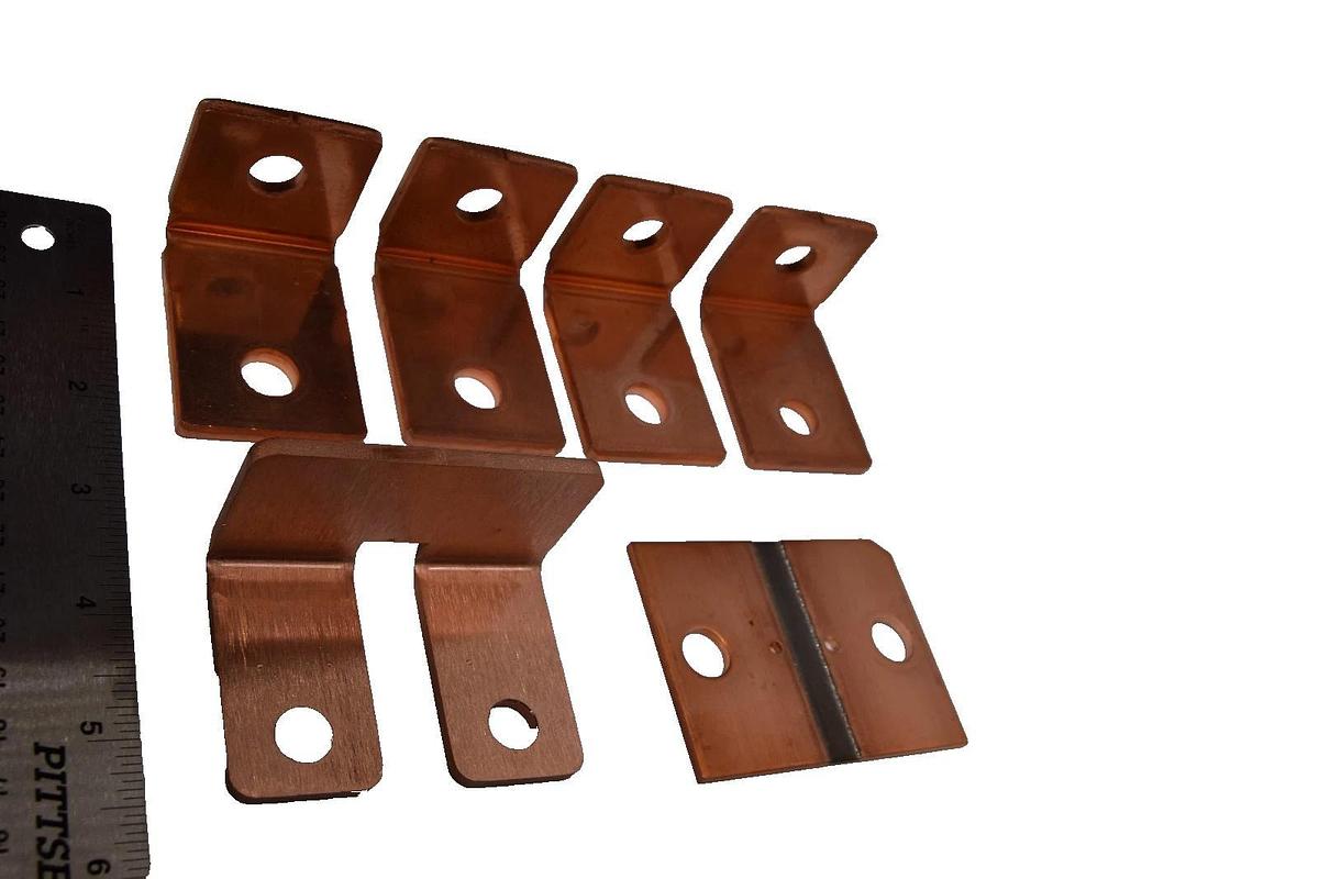 Used Buss Bar 1-5/8" x 1-7/16" x 3/16" 90° Degree L-Shaped Copper (Lot of 6)