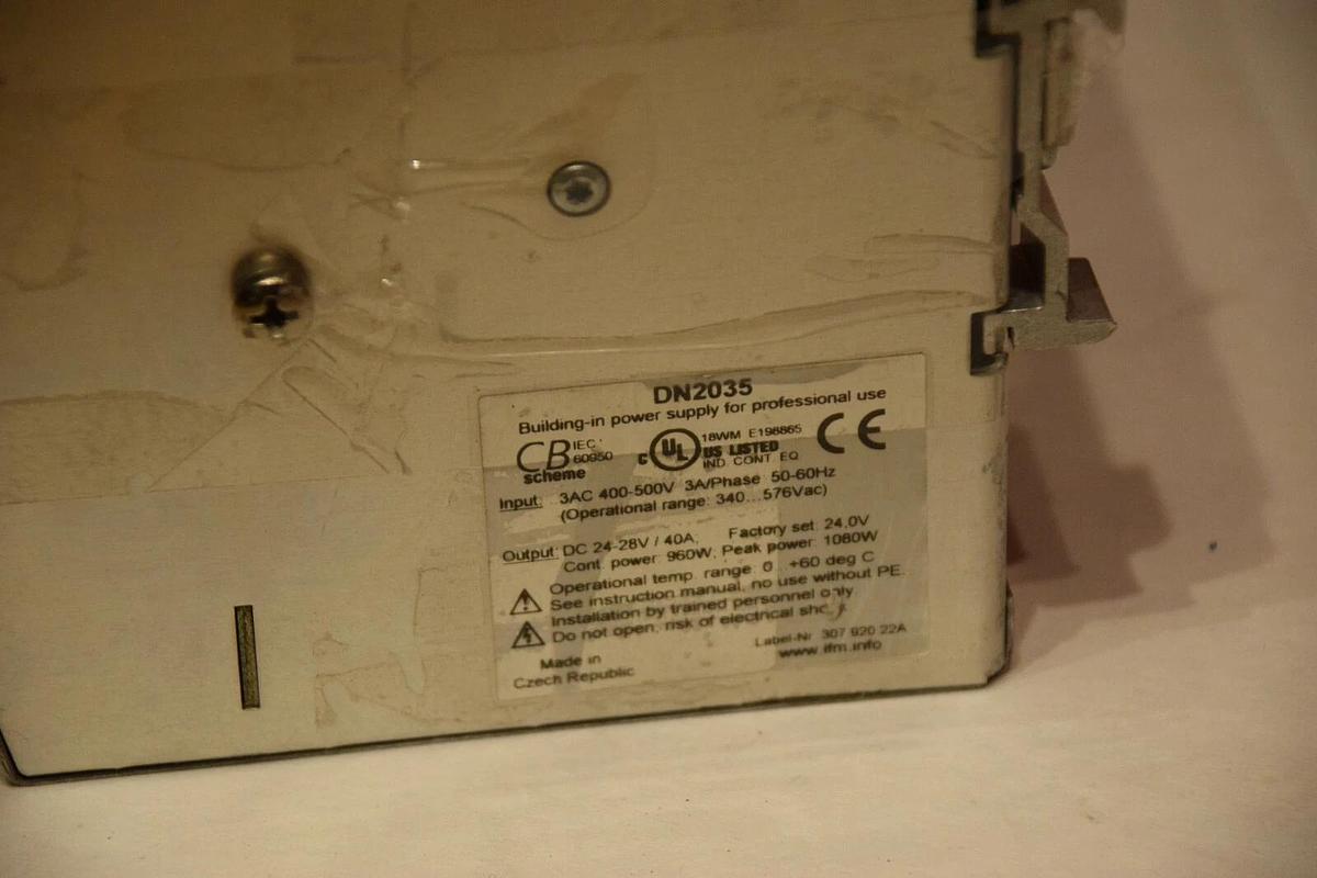 Used IFM DN2035 POWER SUPPLY  400-500 VAC 3ph - 24-28 VDC 3 phase to 24v dc converter