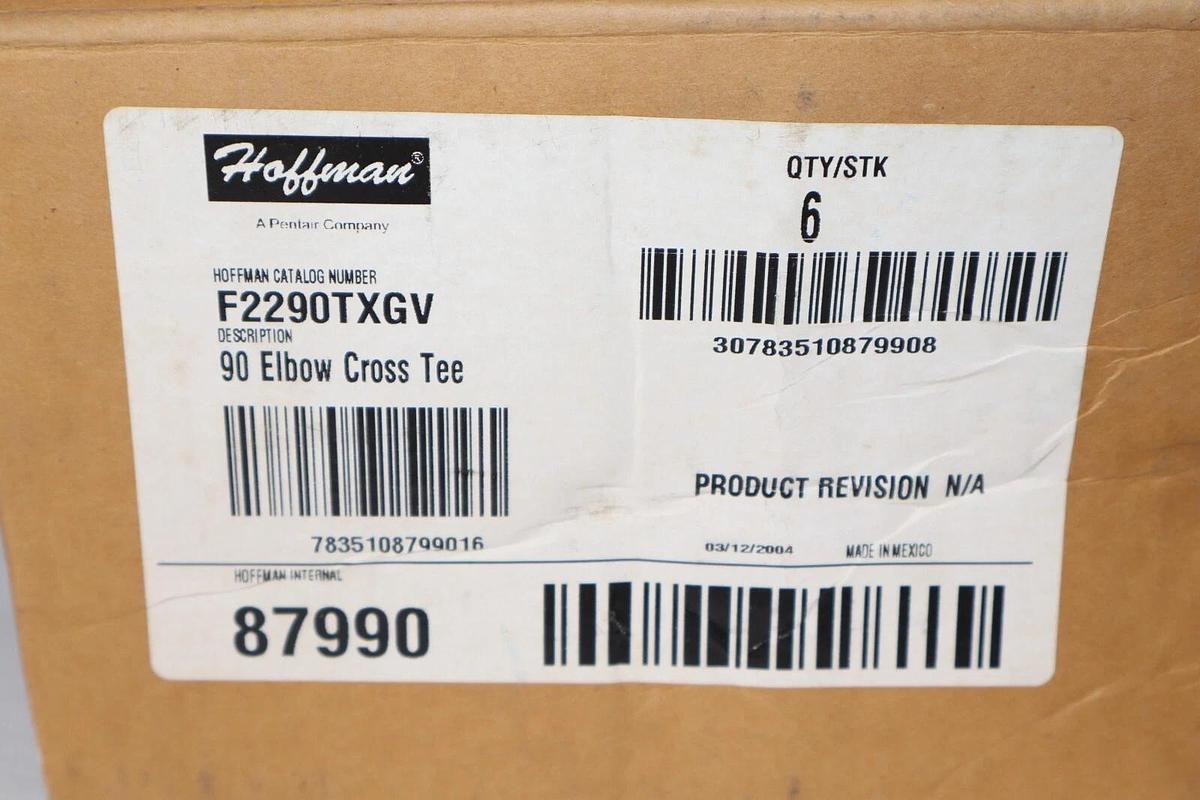 (NEW - Box of 6) HOFFMAN F2290TXGV 90 Degree Elbow Cross Tee 2.5" x 2.5"