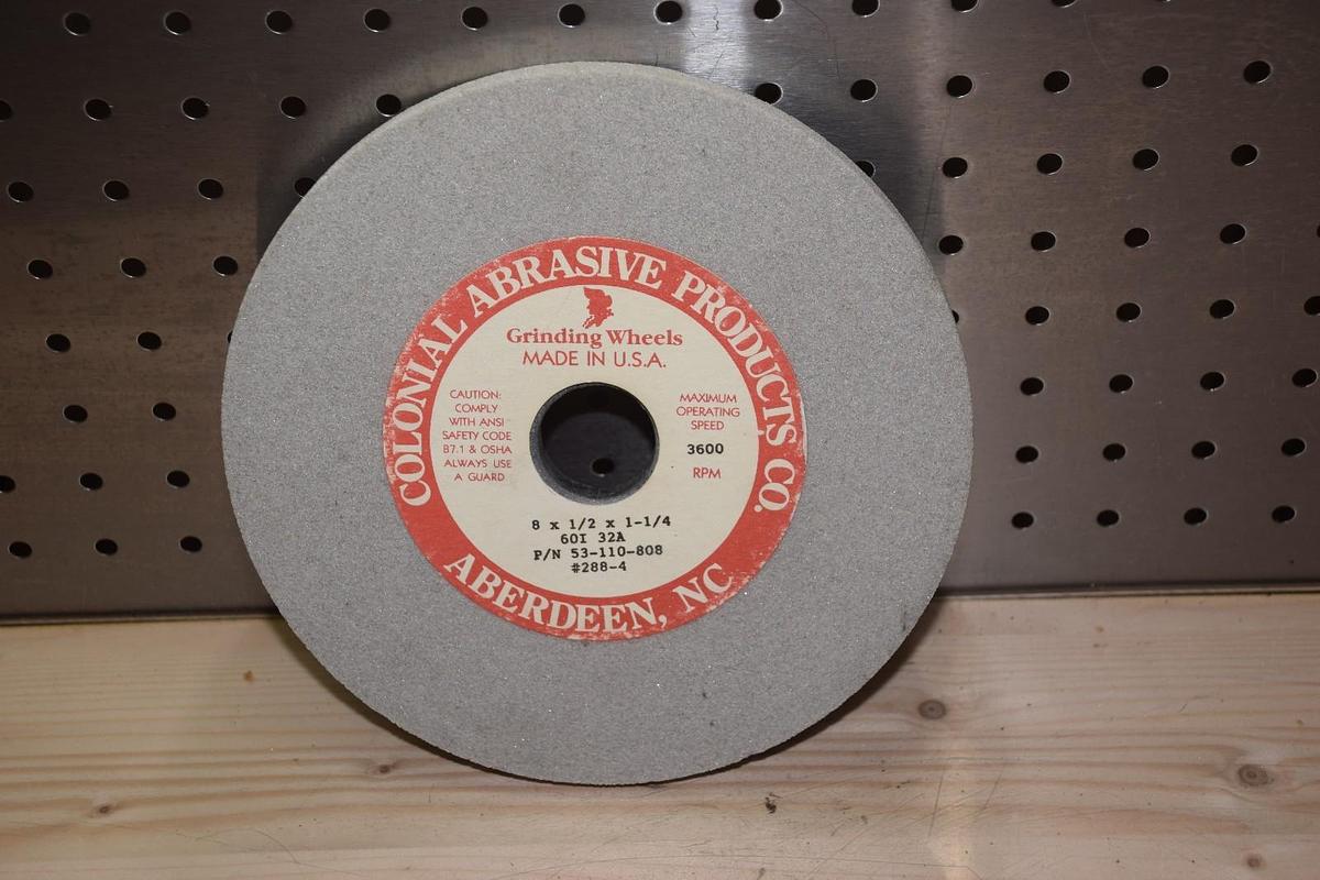 Colonial Abrasive 53-110-808, 60I 32A  Grey Grinding Wheel 8" x 1/2" x 1-1/4"