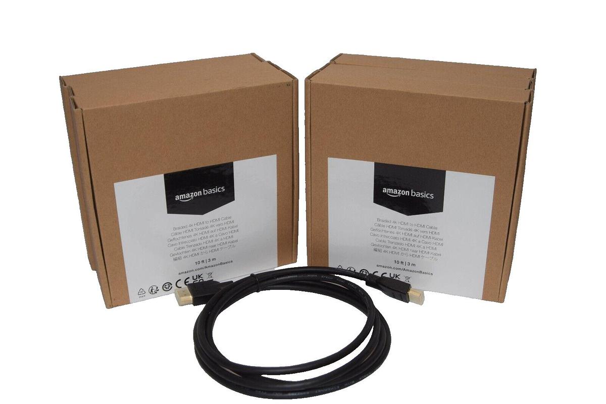(NEW - Lot of 7) AMAZON BASICS 10' Braided 4K HDMI to HDMI Cable