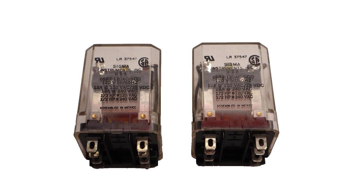 Used Sigma Instruments 68R2-120AC-SC0 120V 50/60Hz Relay USA (Lot of 2)