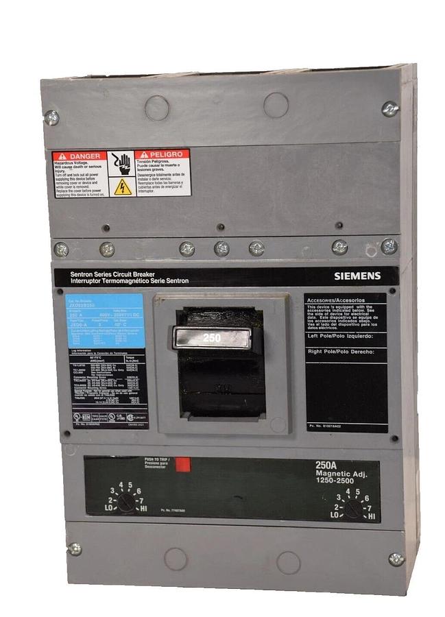 Used Siemens Sentron Circuit Breaker JXD62B250 250 Amp 250A 2p 600v JXD6-A 250a trip