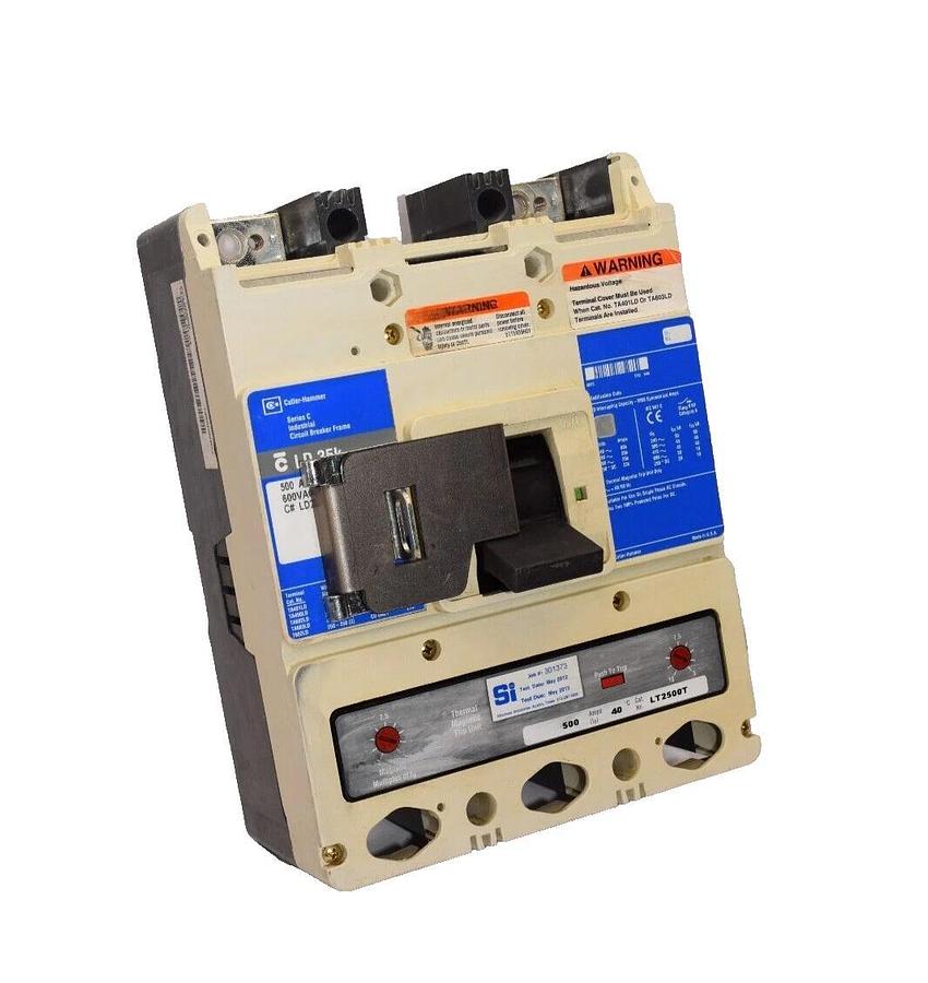 Used Cutler Hammer Breaker LD2500 LD 35k 500Amp 500 Amp A 2 Pole 600v/250v w/ LT2500T