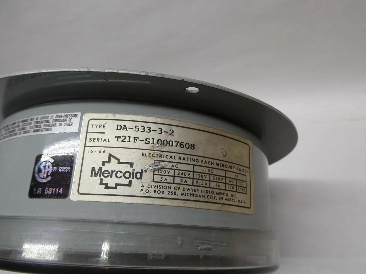 (NEW) MERCOID CONTROL DA-533-3-2 120/240Vac Pressure Switch