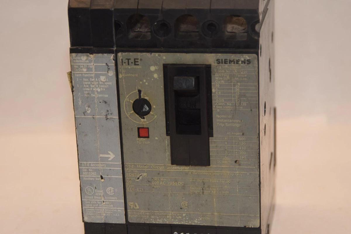 Used SIEMENS ITE ED63A050 50A 50 Amp 50 A 3P Molded Case Circuit Breaker