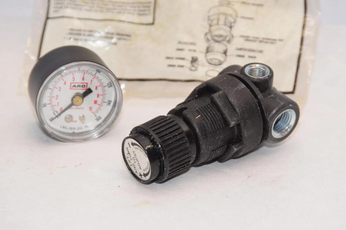 (NEW) ARO 127122-600 1/8" & 1/4" Pipe Size Miniature Airline Regulator