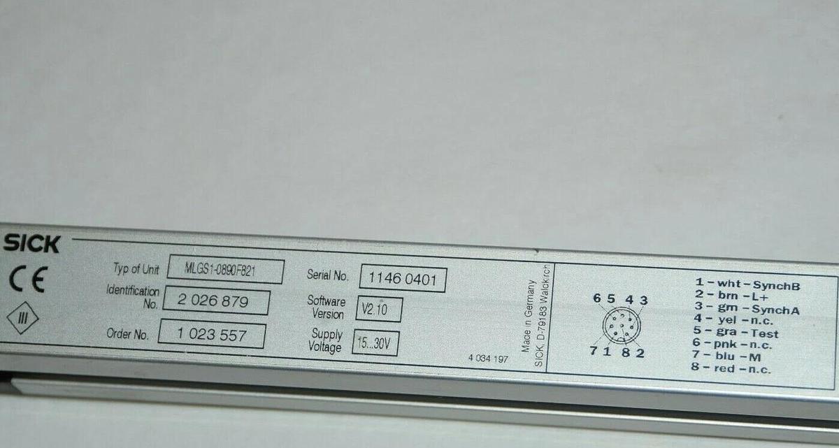 Used SICK Safety Light Curtain MLGS1-0890F821 MLGS10890F821 15-30V 8pin