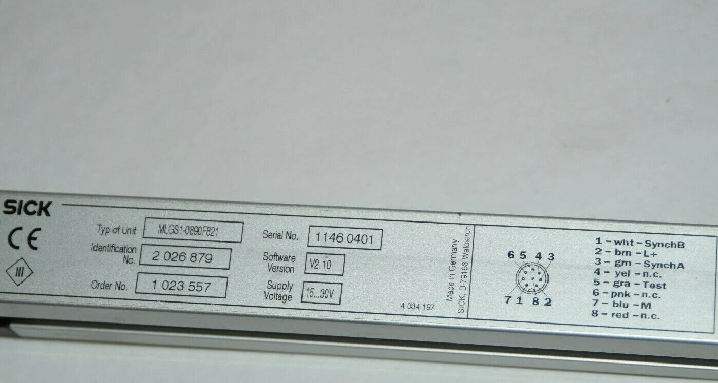 Used SICK Safety Light Curtain MLGS1-0890F821 MLGS10890F821 15-30V 8pin