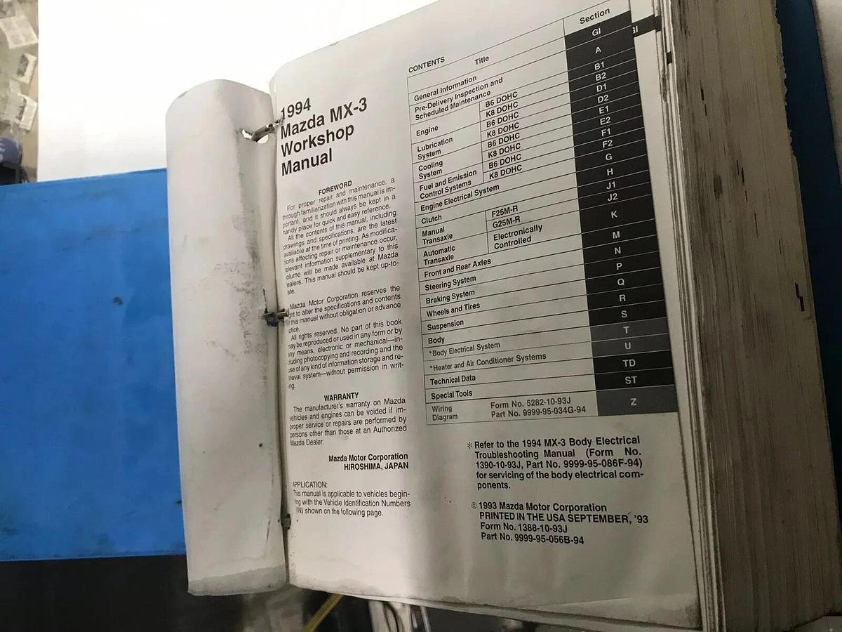 Used 1994 Mazda MX-3 MX3 Original Shop Repair Manual factory OEM  94