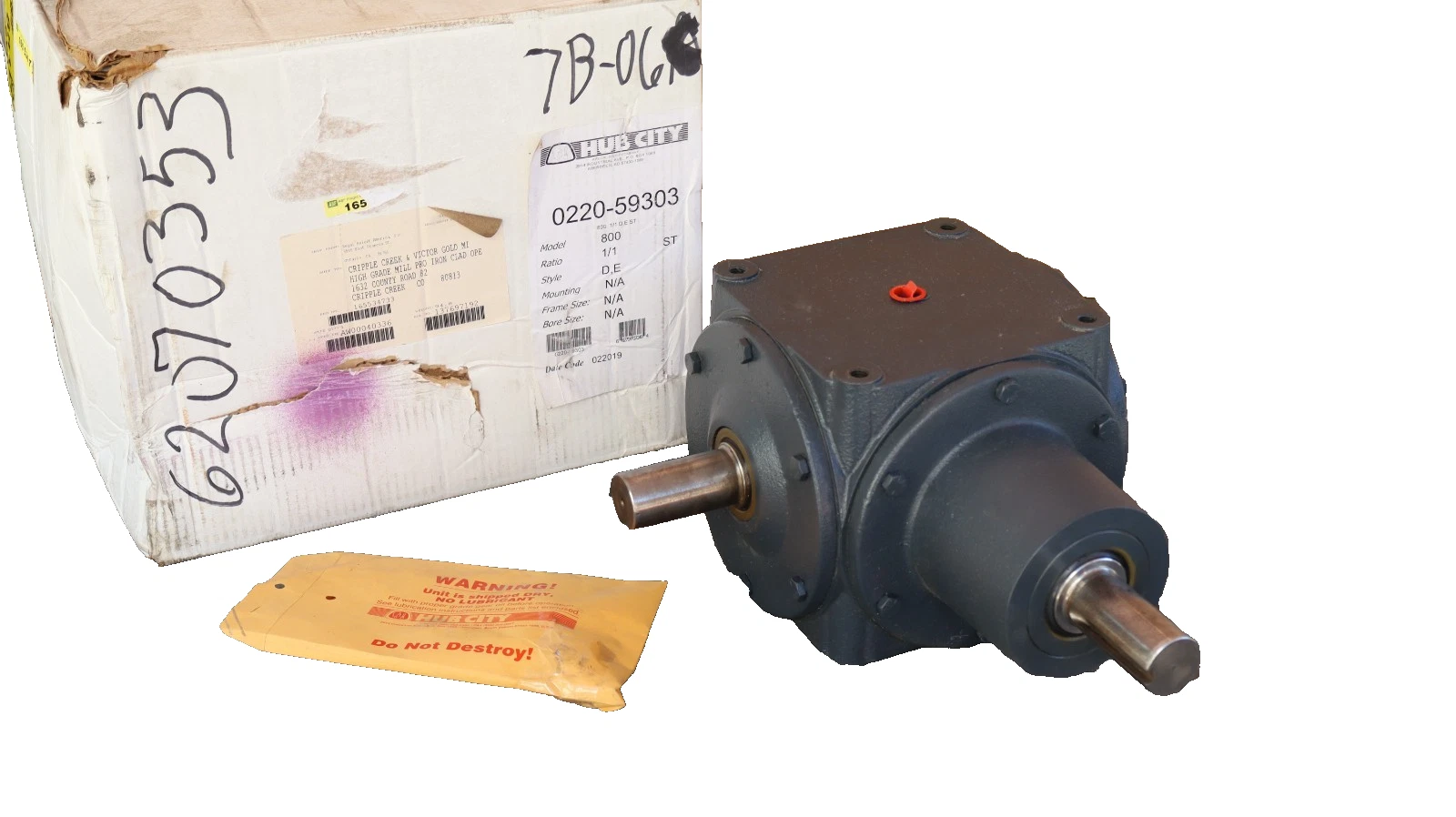Hub City Gear Box Speed Reducer 0220-59303 800 1:1 D,E ST USA (NEW)