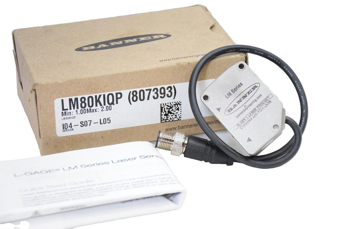 (NEW) BANNER LM80KIQP , 807393 LM Series Laser Displacement Sensor