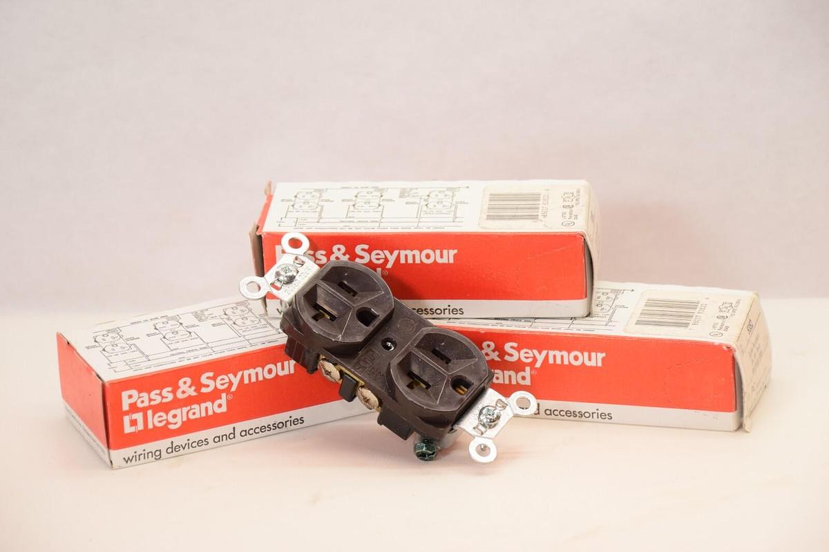 (Lot of 3) Pass & Seymour Legrand  5352 Duplex Receptacle 20A 125v BROWN (NEW)