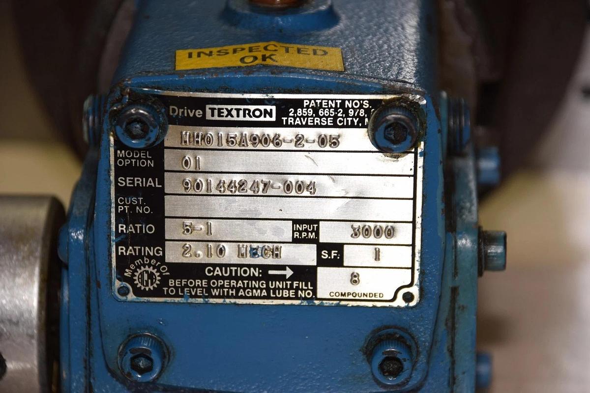 Used Drive Textron Cone Drive Gear Speed Reducer MH015A906-2-05 MH015A906 Opt 01 5:1