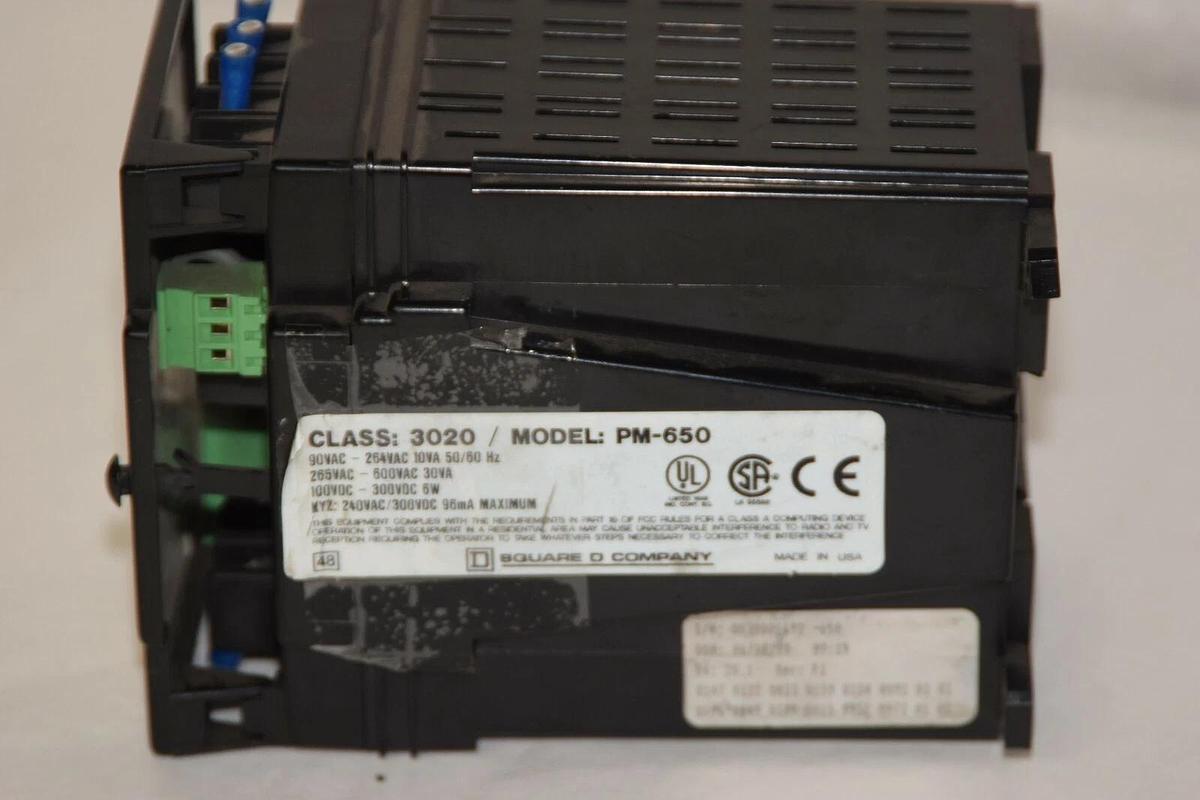 Used SQUARE D 3020 PM-650 PM650 240 VAC 96mA POWERLOGIC POWER METER