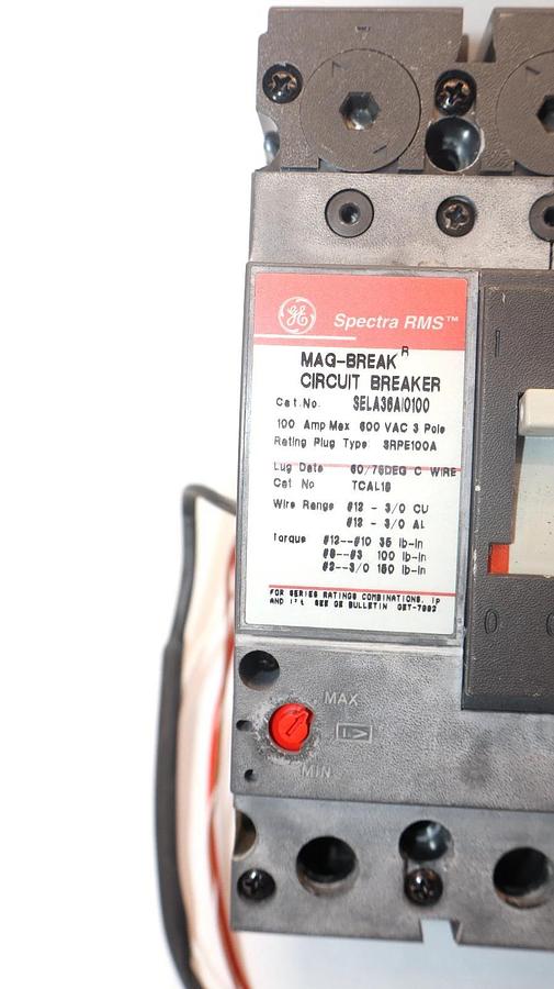 Used GE GENERAL ELECTRIC SELA36AI0100 100A 100 A Breaker SBPE100A Shunt SAUXPAB1 Aux