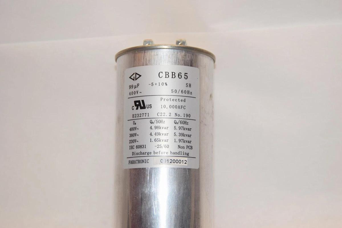 Used FARATRONIC CBB65 E232771 99uF -5+10% Capacitor