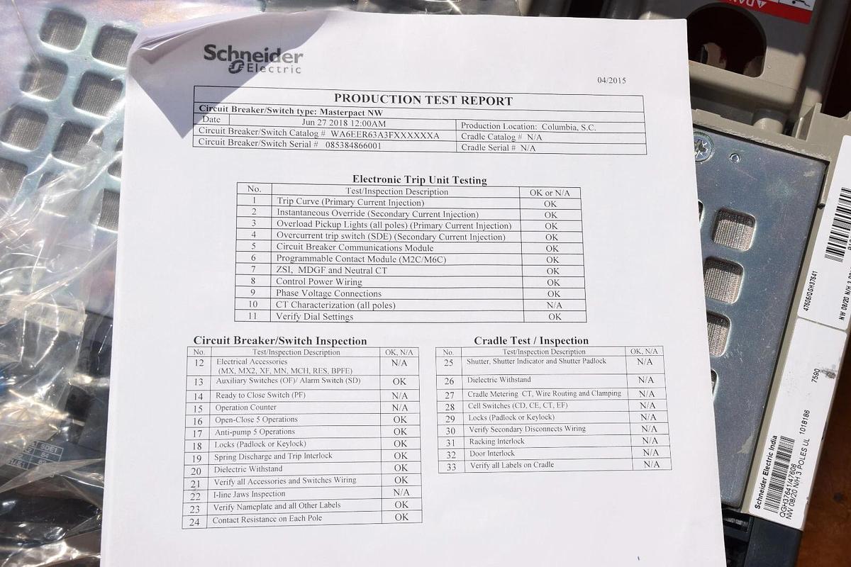 Square D Masterpact Breaker 1600A 1600 Amp NW16H3 WA6EER63A3FXXXXXXA (NEW)