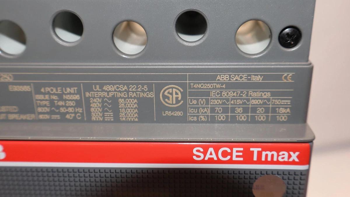 ABB T4NQ250TW-4 , T44P 250A 250 Amp SACE 4TN 250 Tmax Breaker (NEW)