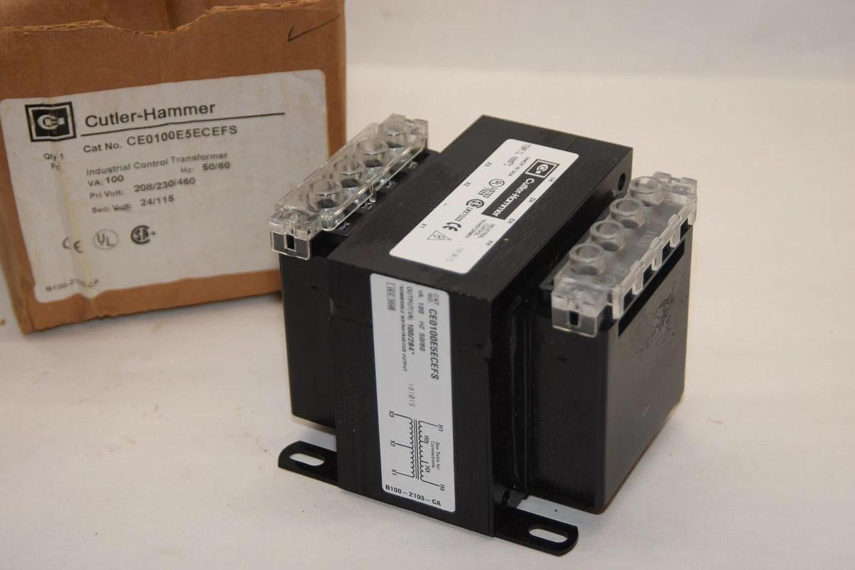 CUTLER HAMMER Transformer CE0100E5ECEFS 100Va Pri: 208/230/460 Sec: 24/115v NEW