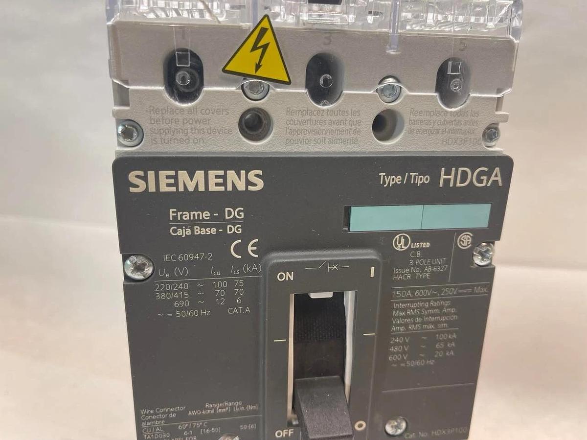 Used SIEMENS HDGA 3vl2110-2ge33-0aa0 CIRCUIT BREAKER 600V 100 Amp 100 A HDX3P100
