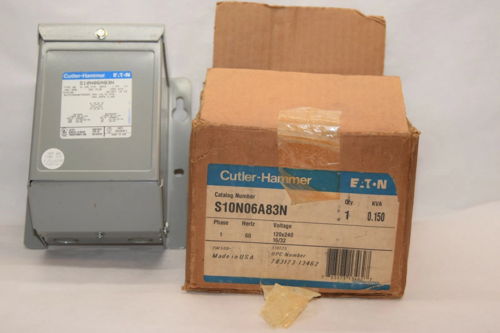 (NEW) EATON CUTLER HAMMER S10N06A83N 1 Phase 60Hz 120/240V Transformer