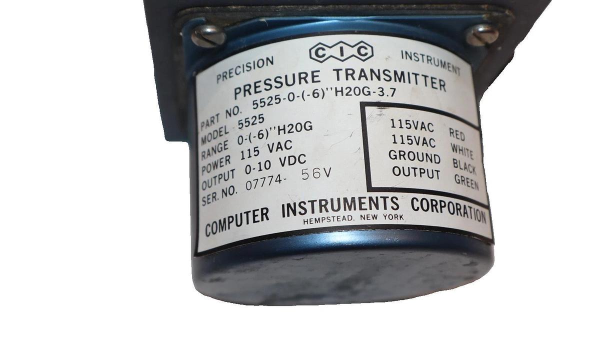 Used Computer Instruments Corporation 5525-0-(-6)"H20G-3.7 5525 Pressure Transmitter