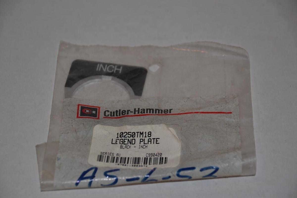 Cutler Hammer Eaton Legend Plate "INCH" Black 10250TM18 Ser A1  NEW