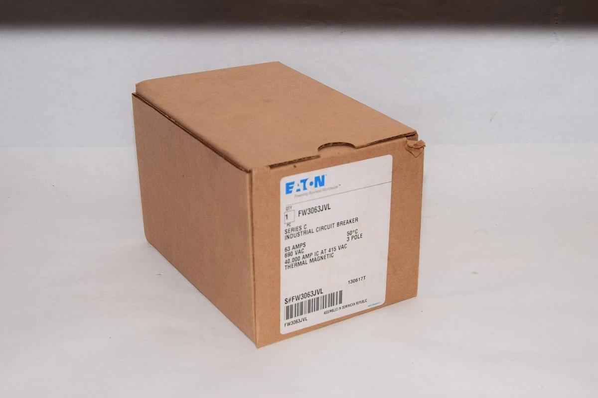Used Eaton FW3063JVL 63 Amp Ser, C Industrial Circuit Breaker 63A, 690VAC (New)