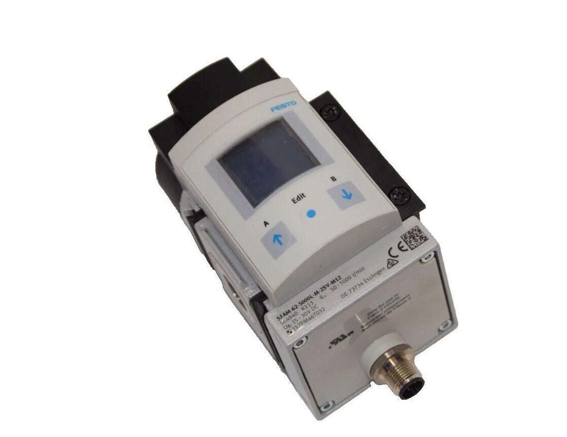 Used FESTO SFAM-62-5000L-M-2SV-M12 15-30Vdc Flow Sensor