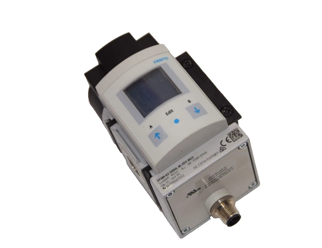 Used FESTO SFAM-62-5000L-M-2SV-M12 15-30Vdc Flow Sensor
