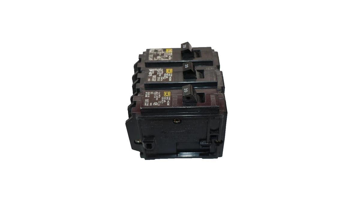 Used Square D Circuit Breaker 20A 20 Amp HOM120-U 1p 1  Pole(Lot of 3)