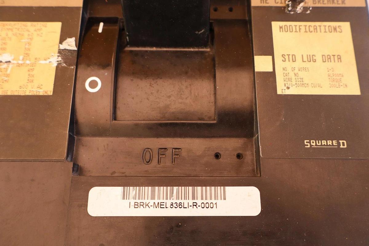 Used Square D 800 Amp MEL836LI 600V Circuit Breaker 3p500A Trip Micrologic ME8500RP