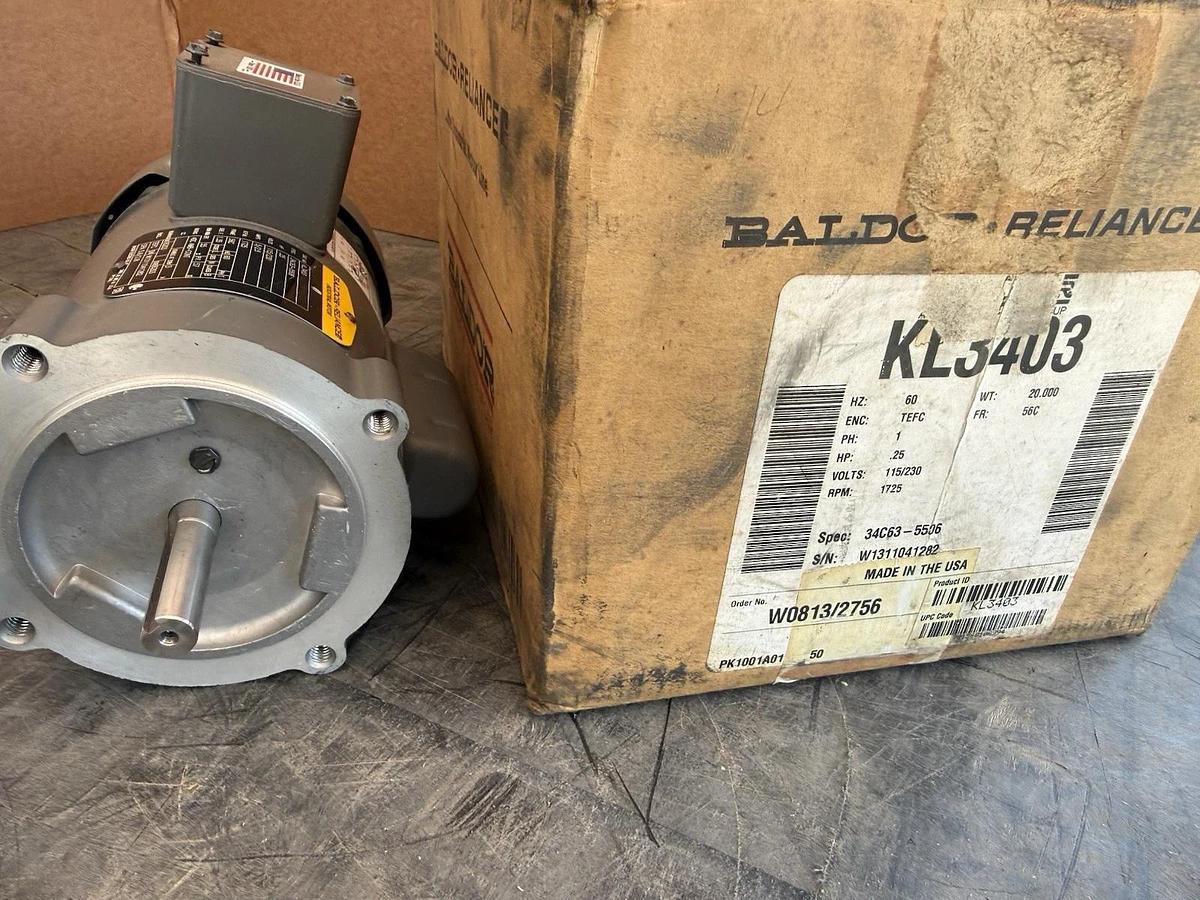Baldor Reliance Electric Motor .25hp 1/4hp KL3403 34C63–5506 115/230v 1ph (New)