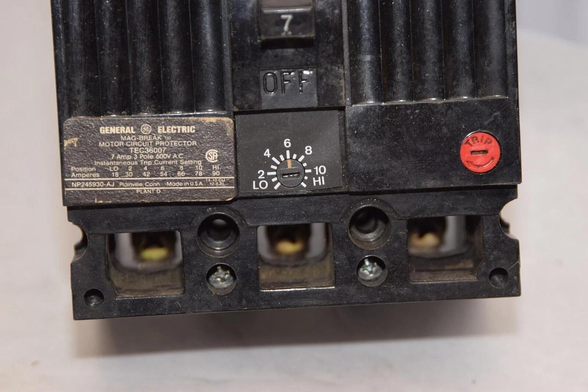 (NEW) GE GENERAL ELECTRIC TEC36007 7Amp 7A 3P 600V Mag-Break Circuit Breaker