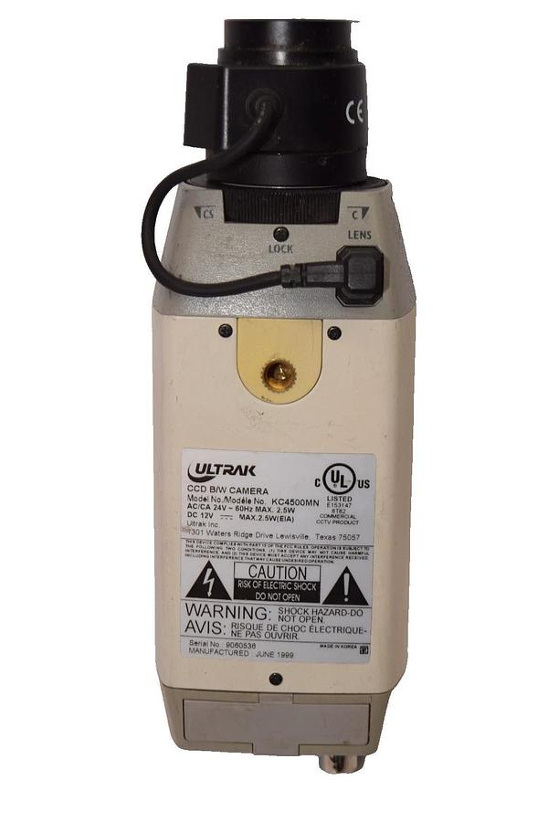 Used Ultrak KC4500MN 24Vac 60Hz 2.5W B/W CCD Camera w/2.8m F1.4 CCTV Lens