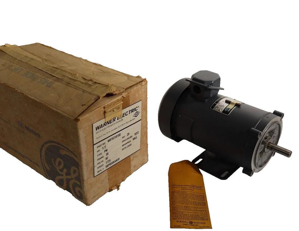 Warner Electric Seco DC Motor M0F6210110 5BPB56KAA59 1/2hp .5hp 90v 1725rpm NEW