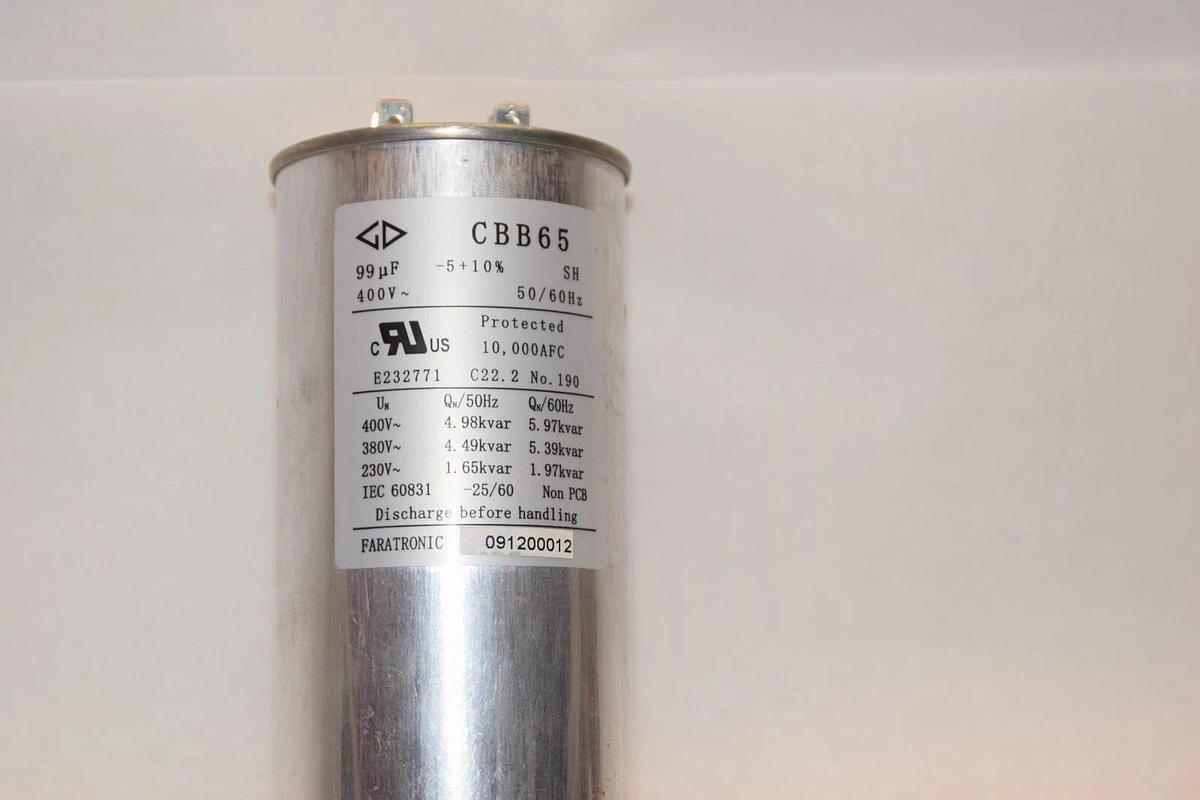 Used FARATRONIC CBB65 E232771 99uF -5+10% Capacitor