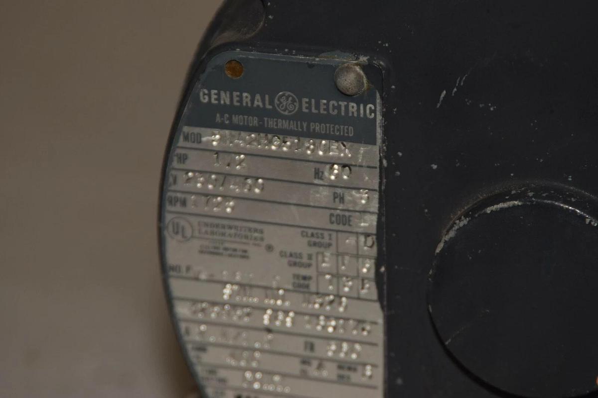 Used GE 5K42HG5180EX 1/2hp .5hp Motor 230/460V 3ph w/ Patterson Gearmotor 20:1