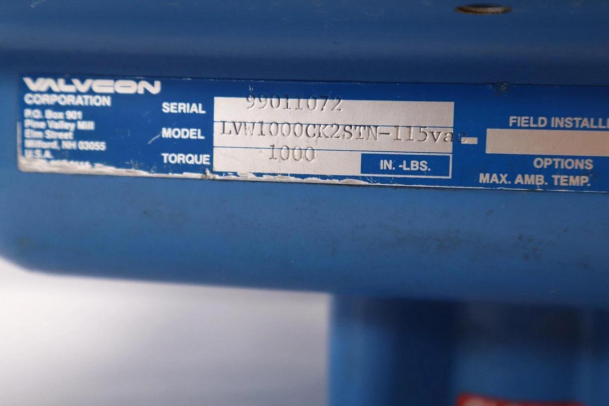 Used VALVCON Corp Valve Actuator LVW1000CK2STN-115vac LVW1000CK2STN 115v