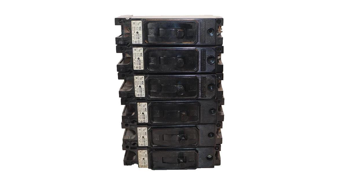 Used Siemens I-T-E Circuit Breaker 20A 20 Amp EE1-B020 120V EE1B020 (Lot of 6)