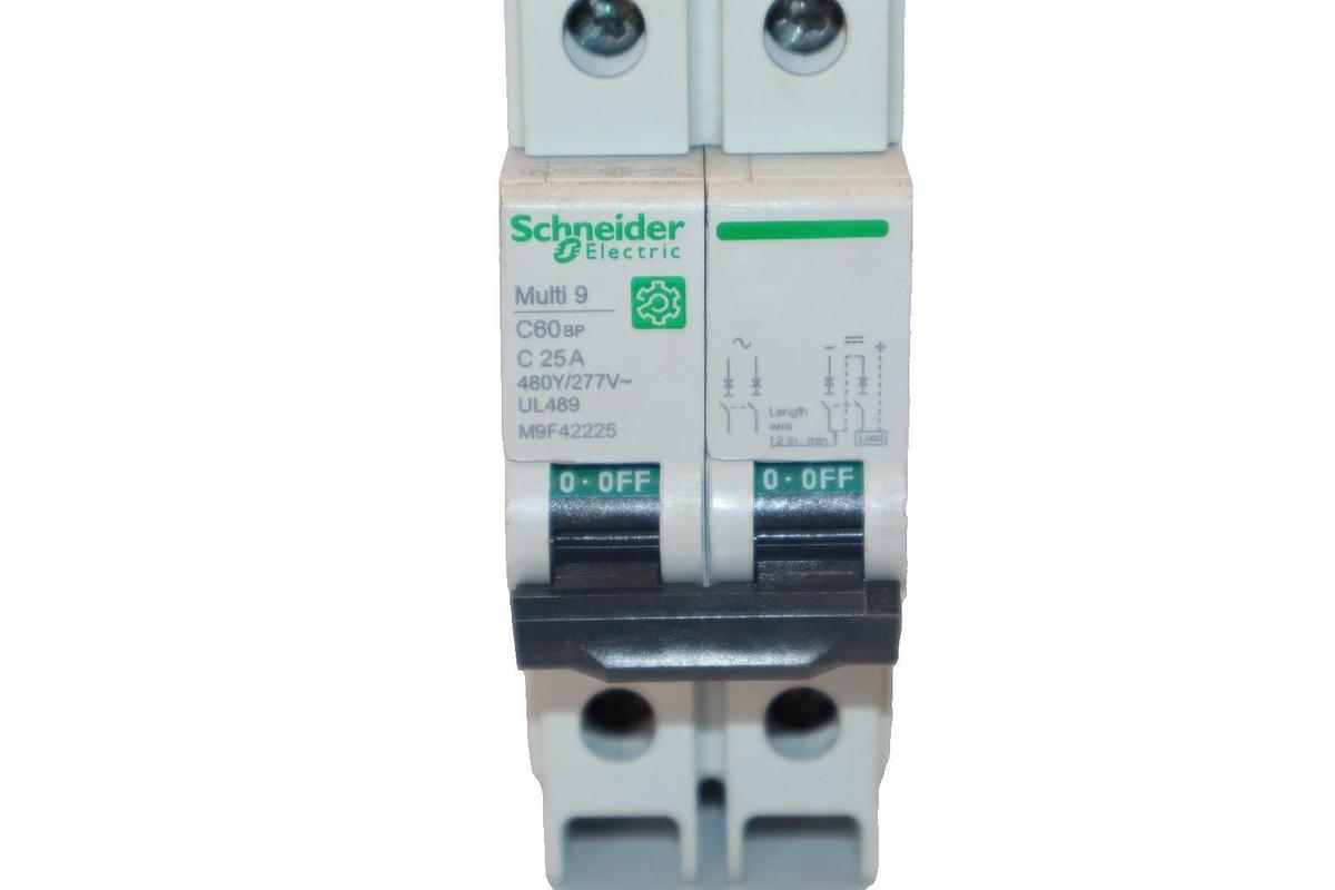 Used Schneider Electric M9F42225 25A Amp 2 Pole Multi 9 Circuit Breaker