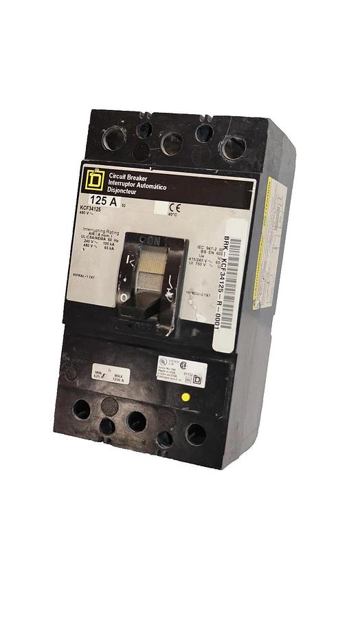 Used Square D 125a Circuit Breaker KCF34125  125 Amp 3P 480V