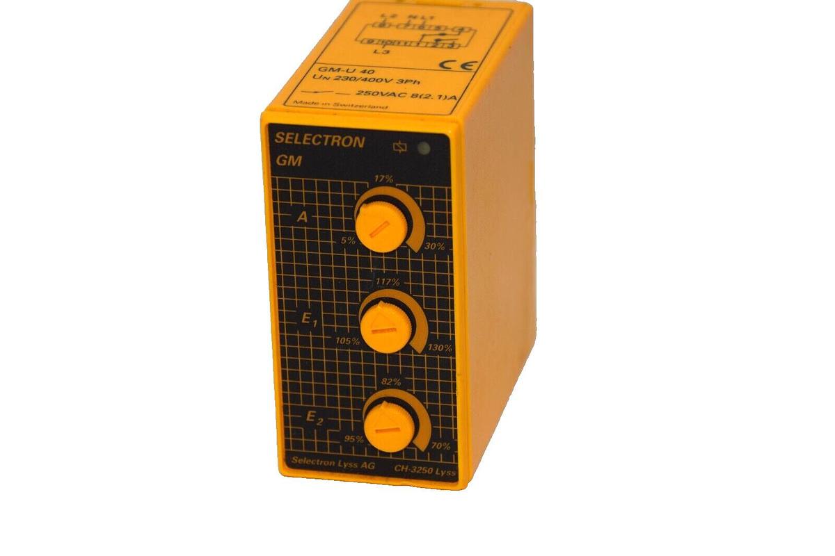 Used SELECTRON Lyss AG GM-U 40 GM-U40 CH-3250 Lyss  230/400V 3ph  Relay