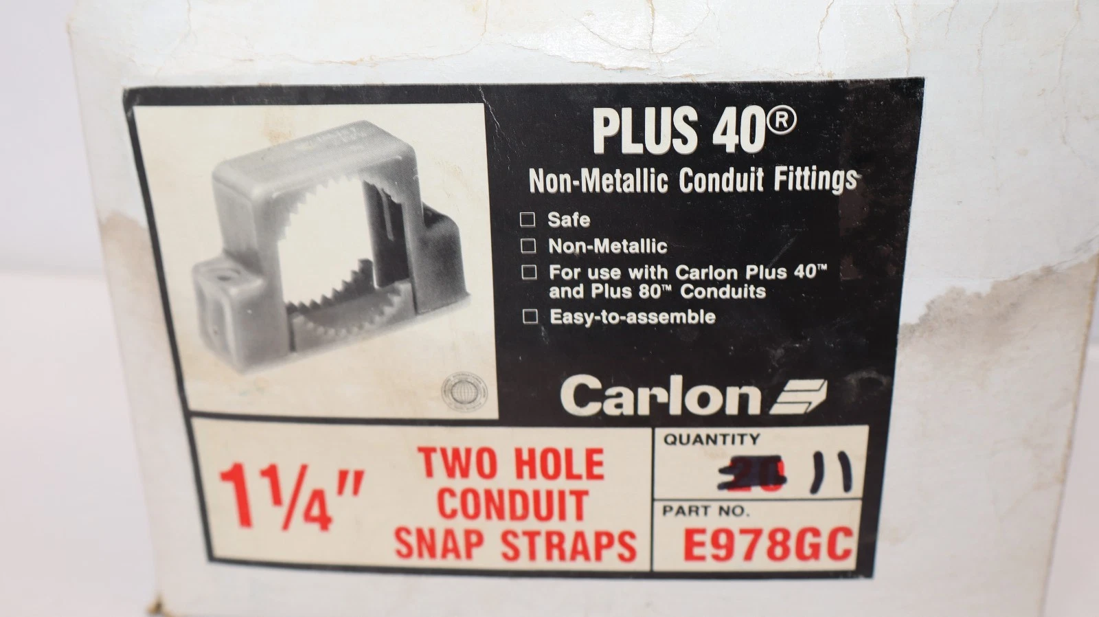Carlon Two Hole Conduit Snap Straps 1-1/4" E978GC Non-Metallic (New - Box of 11)