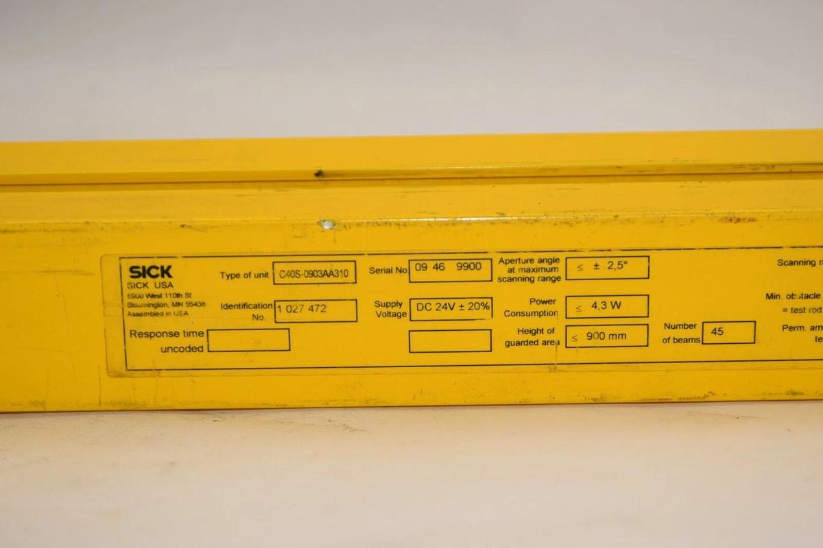 Used SICK Safety Light Curtain C40S-0903AA310 C4000 Range 0-6m  C40S0903AA310