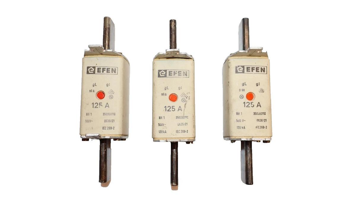 Used Efen Fuse 125 Amp 125A 500V 350350110 (Lot of 3)