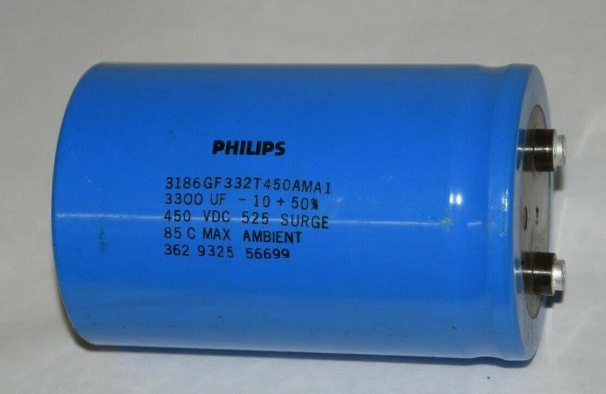 Used PHILIPS 3186GF332T450AMA1 3300uF 450Vdc 525 Surge Capacitor
