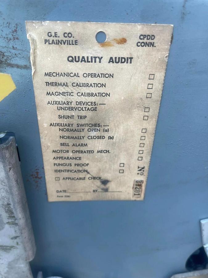 Used General Electric GE Power Breaker Circuit Breaker TS203F 2000a 2000 Amp Trip